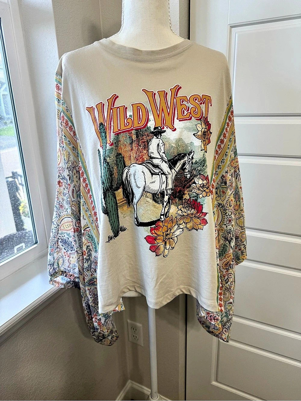 Wild West Graphic Scarf Long Sleeve Top